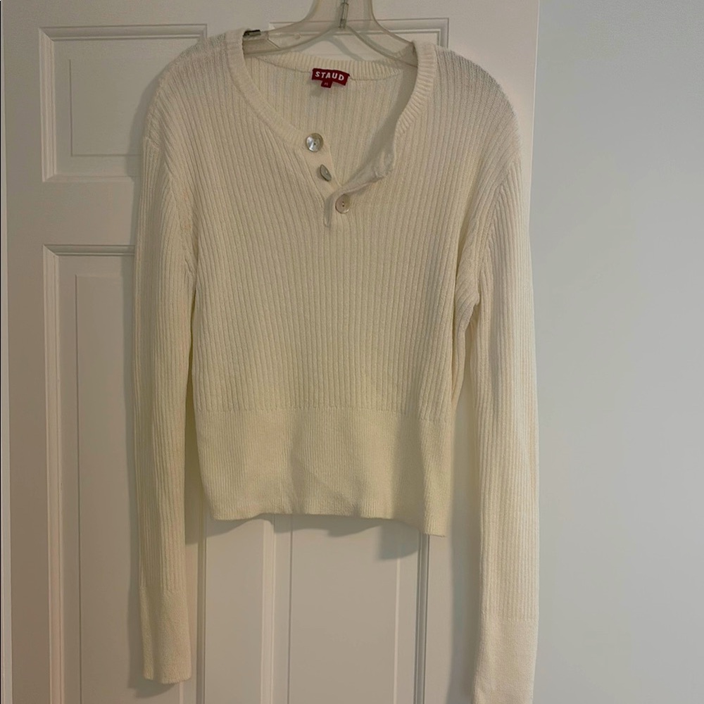 STAUD Ivory Knit Pullover XL